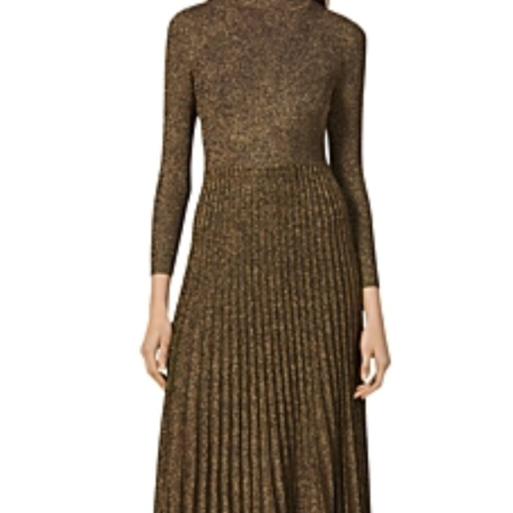 Sandro Women's Orane Metallic Fit-and-Flare Midi Dress Size 40 (US 8)  21296 - Picture 3 of 3
